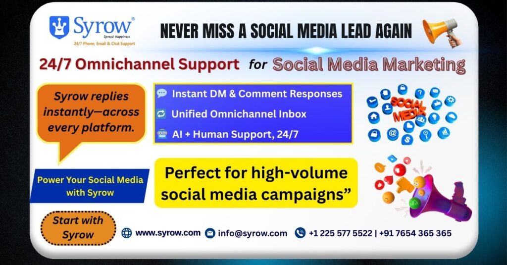 Syrow 24/7 Customer Support for Smarter Social Media Marketing