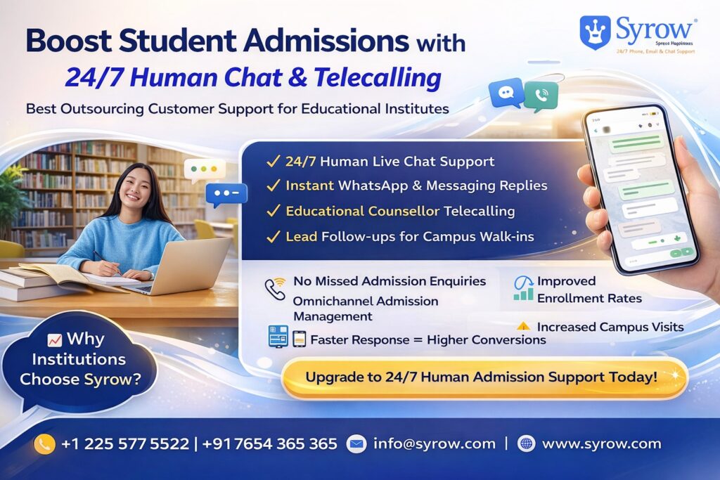 24/7 Human Chat & Telecalling for Admissions | Best Outsourcing Customer Support for Institutes