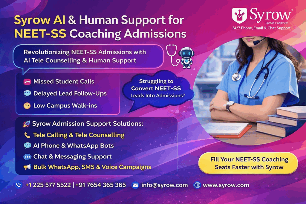 AI & Human Support for NEET-SS Coaching Admissions | Best Outsourcing Customer Support