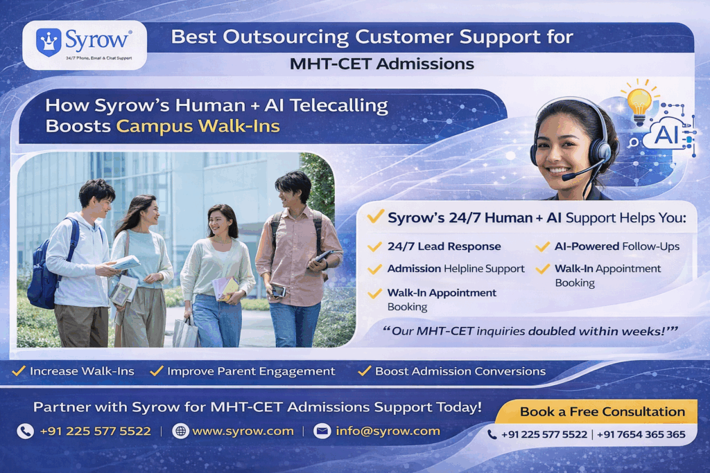 24/7 Telecalling Support for MHT-CET Admissions | Syrow Best Outsourcing Partner