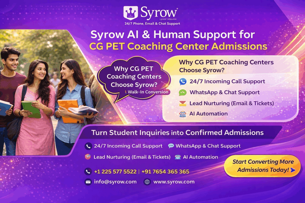 AI Customer Support for CG PET Coaching Center Admissions | Syrow