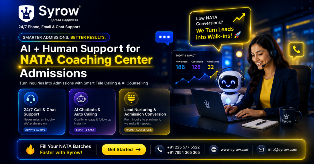 NATA Coaching Center Admissions Support | Syrow’s AI & Telecalling