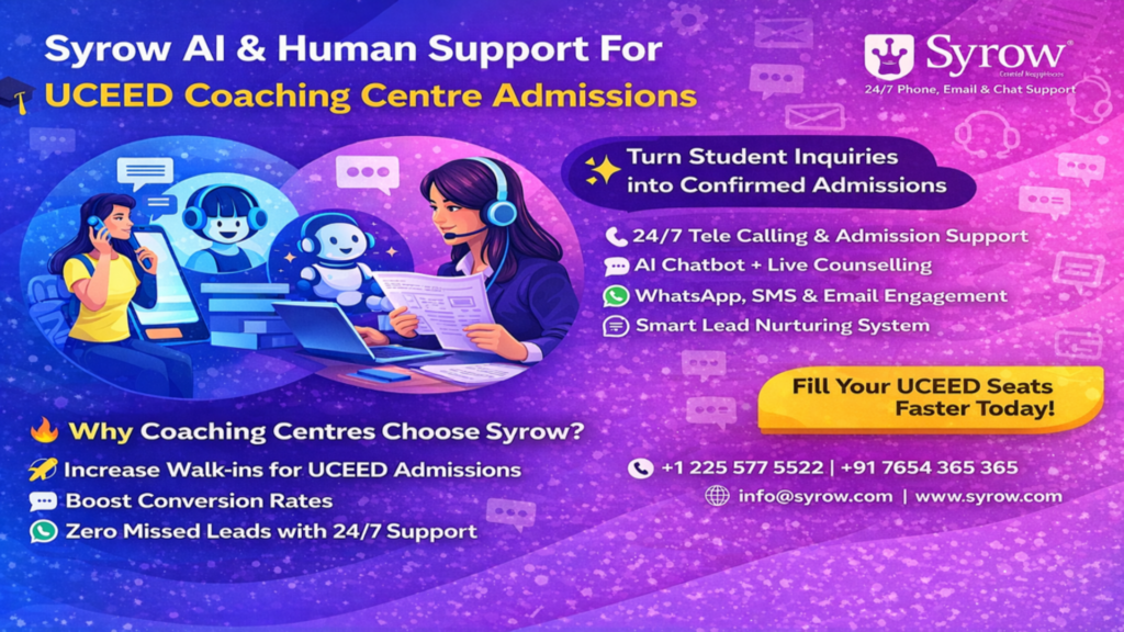 UCEED Coaching Center Admissions with AI & Human Support | Syrow