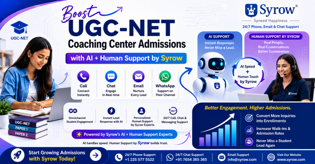 Smart UGC NET Coaching Admissions with Syrow AI