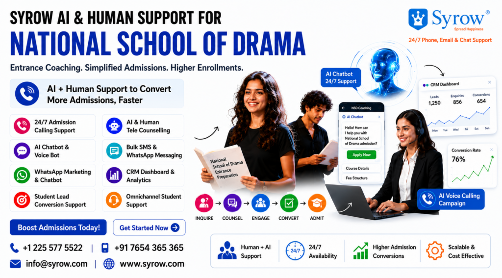 AI & Human Support for NSD Coaching Center Admissions | Syrow