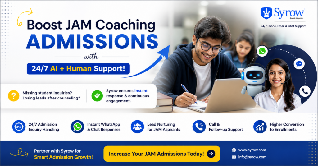 🚀 JAM Coaching Center Admissions with Syrow AI and Human Support