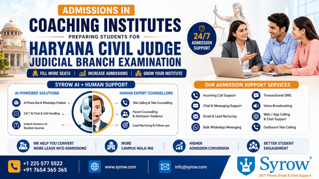 Haryana Judiciary Coaching Admissions Support With Syrow AI and Human