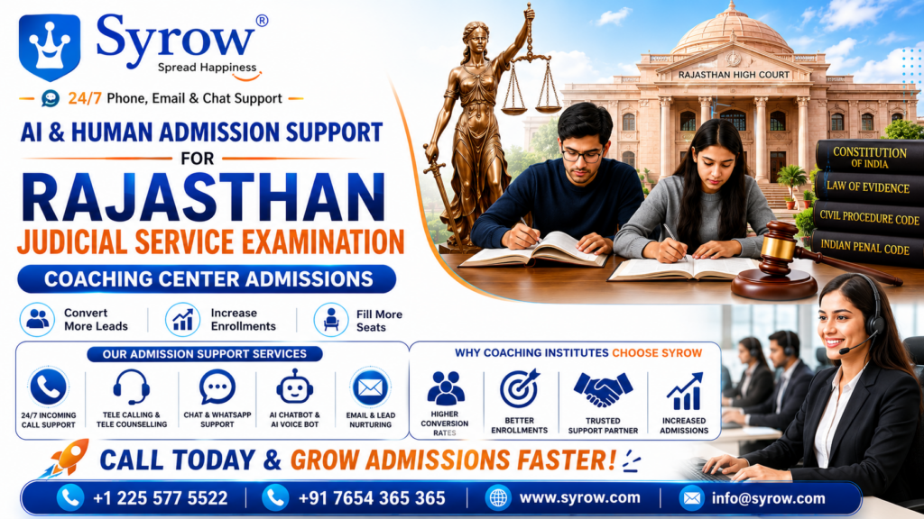 Rajasthan Judicial Coaching Admissions with Syrow AI and Human Support