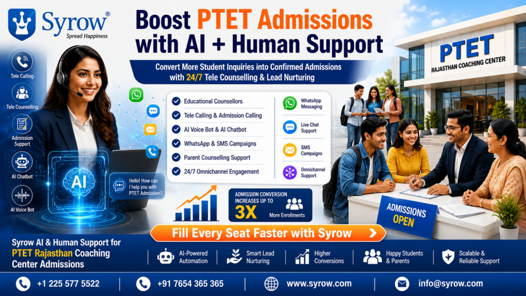 PTET Rajasthan Coaching Center Admissions with Syrow AI & Human Support