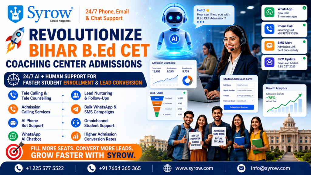 Bihar B.Ed CET Coaching Center Admission Support by Syrow AI & Human