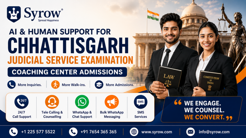 Chhattisgarh Judicial Coaching Admissions Support | Syrow AI and Human