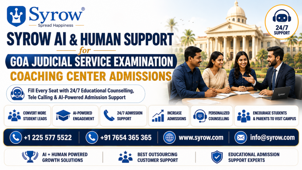 Goa Judicial Service Coaching Center Admissions with Syrow AI and Human Support