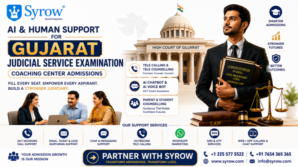 Gujarat Judicial Coaching Admissions Support | Syrow AI and Human
