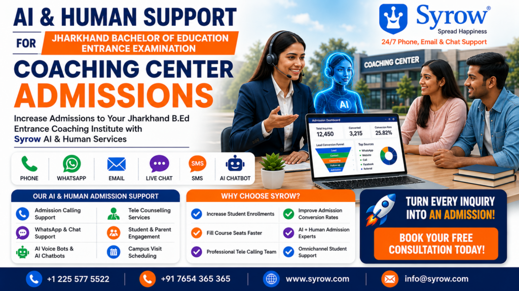 Jharkhand B.Ed Entrance Coaching Center Admission Support by Syrow