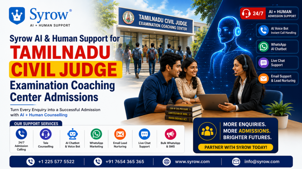Tamil Nadu Civil Judge Coaching Admission Support with Syrow AI and Human