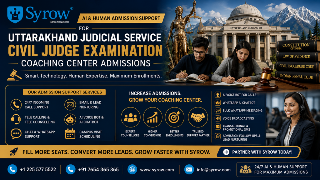Uttarakhand Civil Judge Admissions Support by Syrow AI and Human