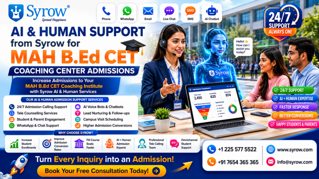 MAH B.Ed CET Coaching Center Admission Support by Syrow | Best Outsourcing Customer Support