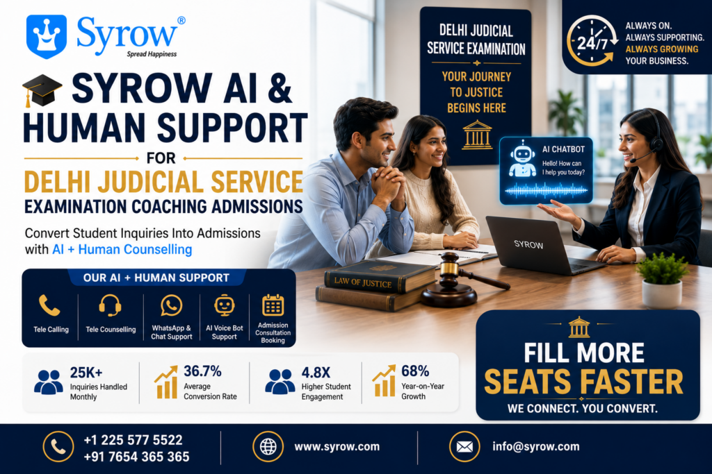 Delhi Judicial Service Coaching Admissions with Syrow AI and Human Support