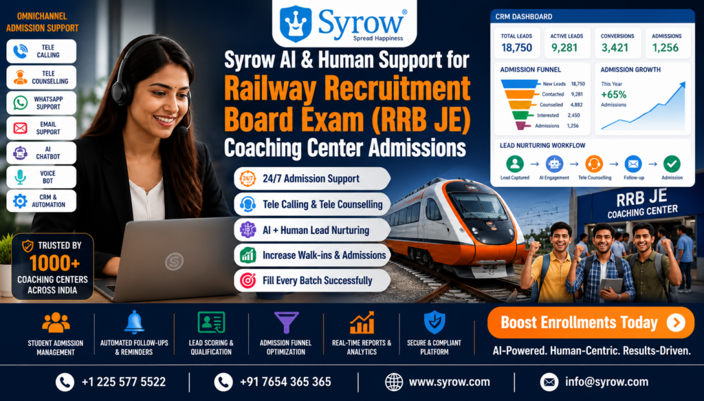 RRB JE Student Admission Support Services | Syrow AI & Human Support for RRB JE Admissions