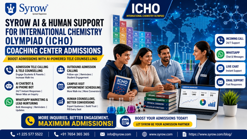 IChO Coaching Center Admissions with Syrow AI and Human Support
