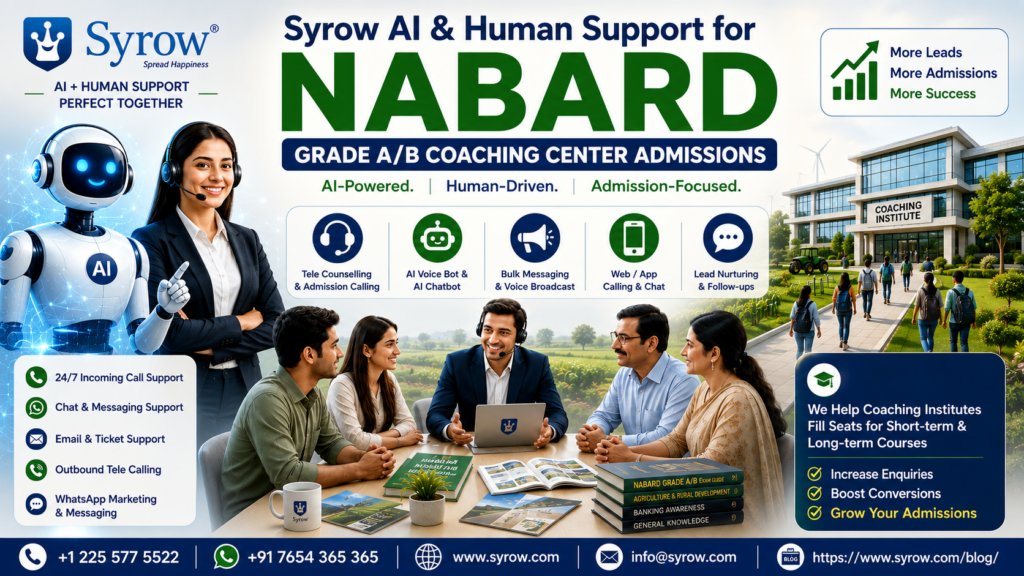 Boost NABARD Grade A/B Coaching Admissions with Syrow AI & Human Support