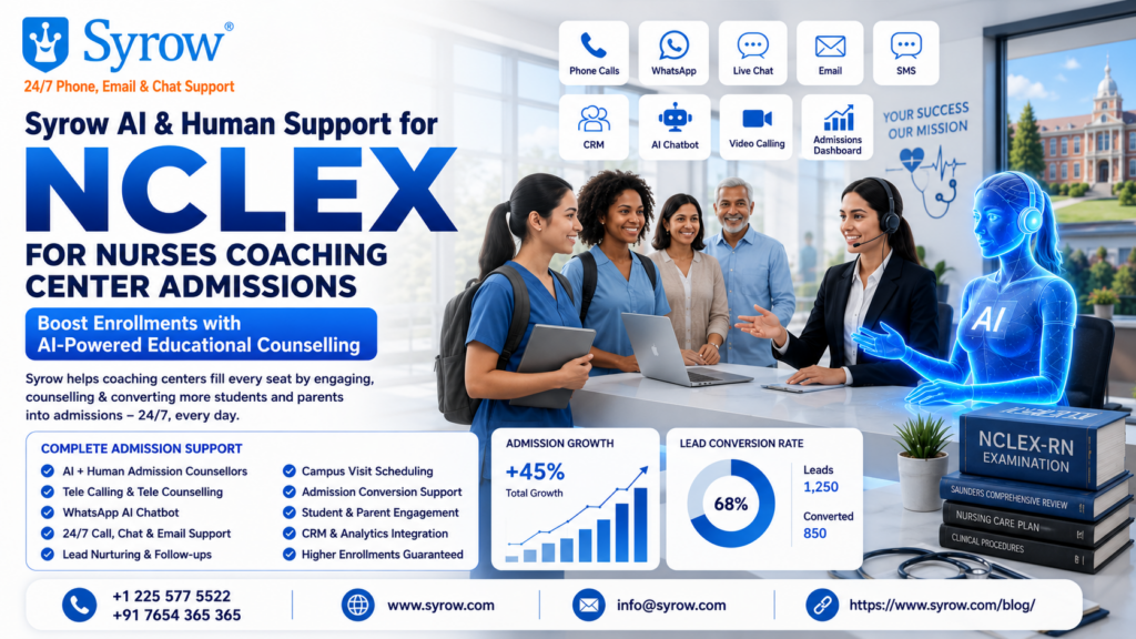 NCLEX Coaching Center Admission Support | AI and Human by Syrow
