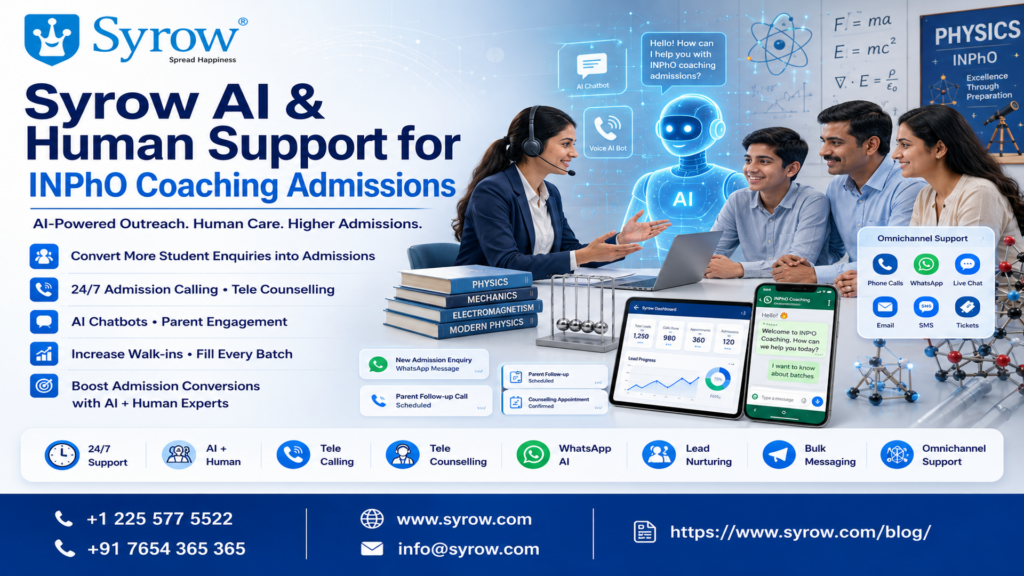 INPhO Coaching Center Admissions with Syrow AI and Human Support