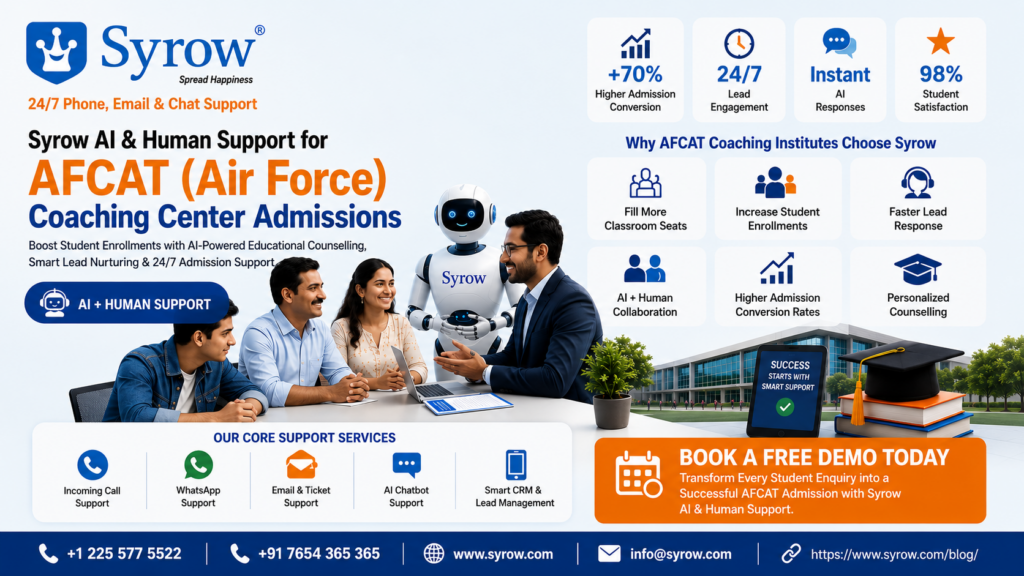 Boost AFCAT Coaching Center Admissions with Syrow AI and Human Support