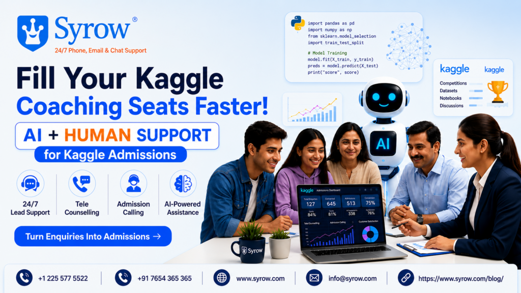 Boost Kaggle Coaching Admissions Faster with Syrow AI and Human Support