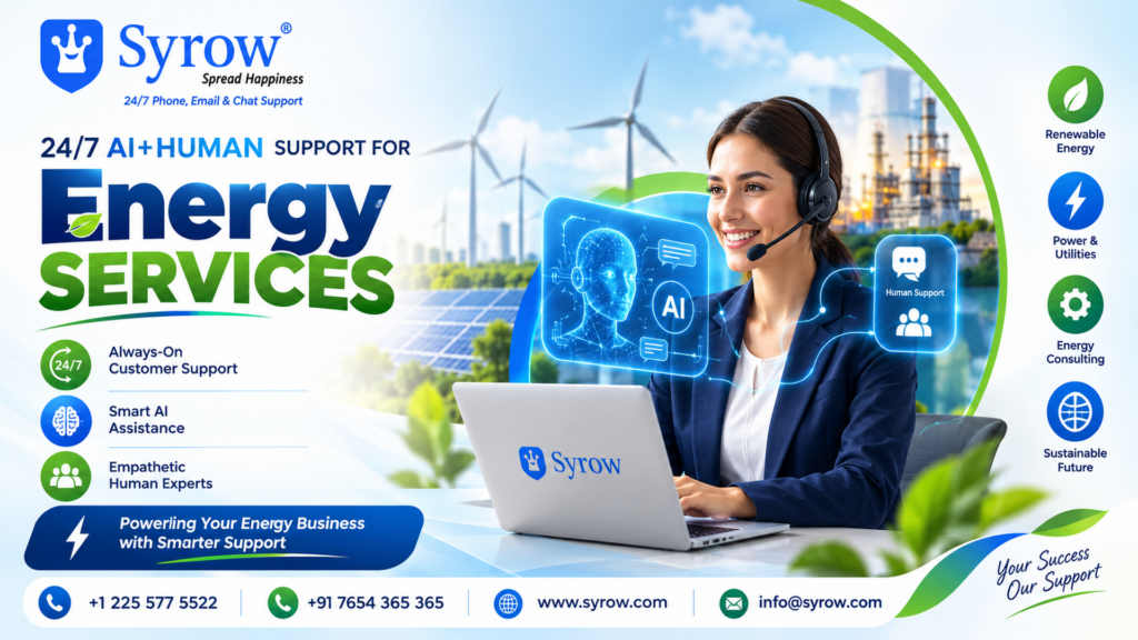 24/7 Omnichannel Support for Energy Services | Syrow AI and Human Support
