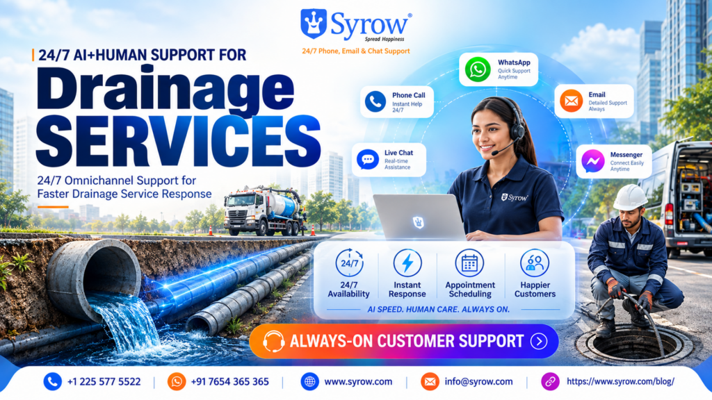Why Drainage Services Need 24/7 Omnichannel Support with Syrow AI and Human Support