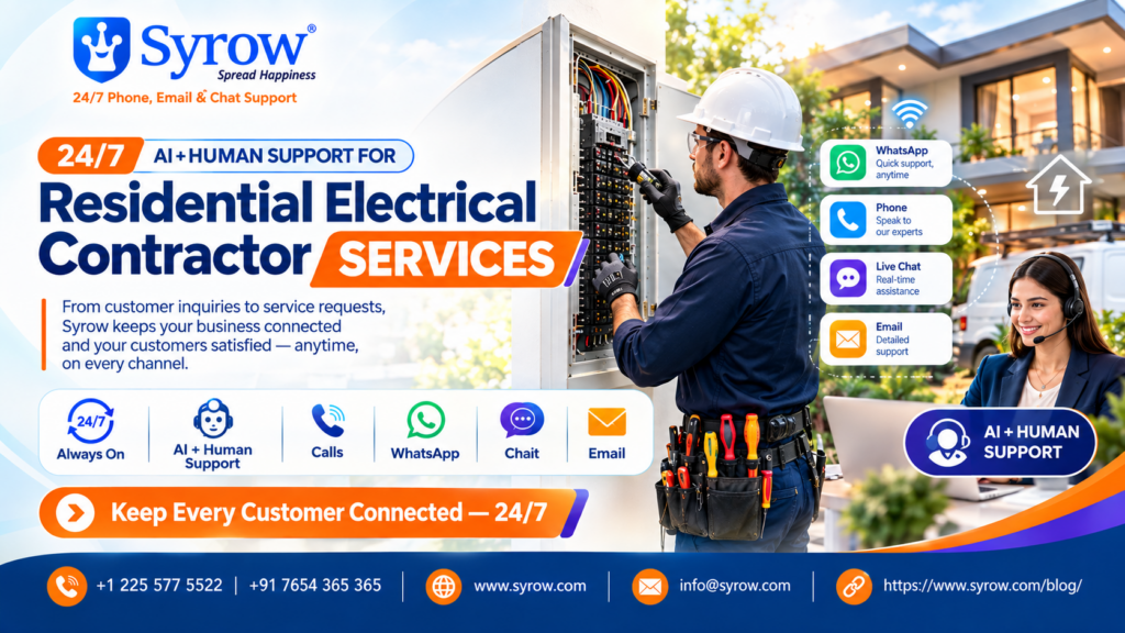 24/7 Support for Residential Electrical Contractors | Syrow AI and Human Support