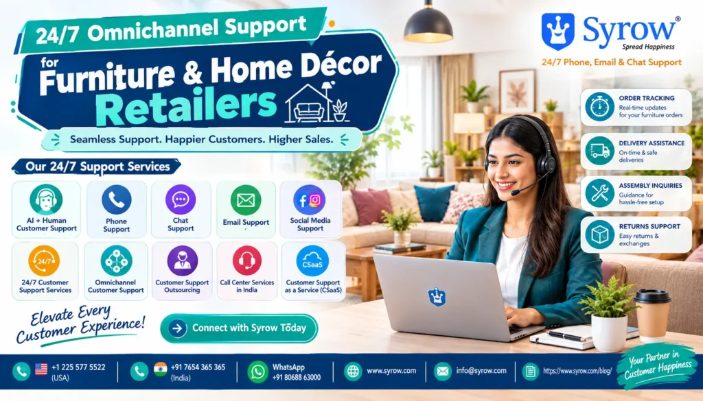 Why Choose Syrow’s 24/7 Omnichannel Support for Furniture and Home Décor Retailers ?